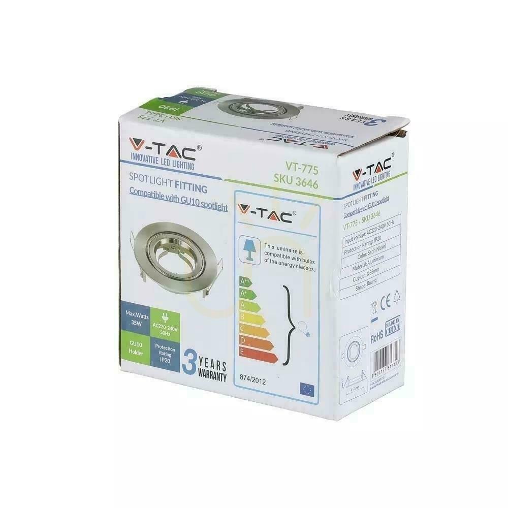 Obejrzyj Oczko V-TAC Aluminiowe Odlew GU10 Okrągłe Ruchome Satyna VT-775-SN Oczko V-TAC Aluminiowe Odlew GU10 Okrągłe Ruchome Satyna VT-775-SN