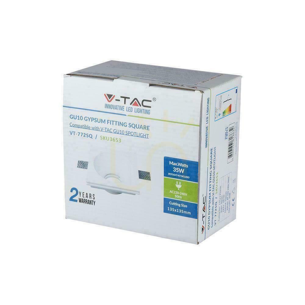 Obejrzyj Oczko V-TAC GIPS GU10 Wpuszczane Okrągłe 132x132 Białe VT-772 Oczko V-TAC GIPS GU10 Wpuszczane Okrągłe 132x132 Białe VT-772