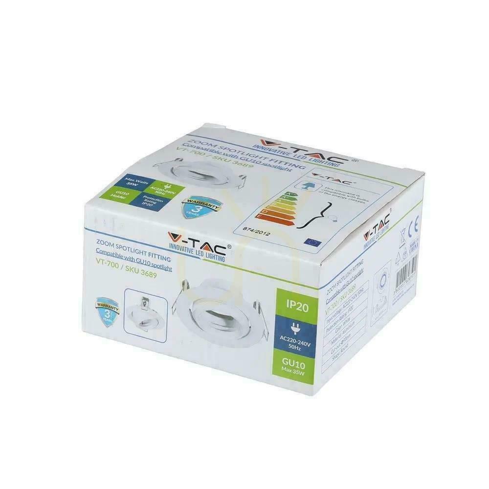 Sprawdź Oczko V-TAC GU10 Ruchome Uchylna Ślimak Białe VT-700W Oczko V-TAC GU10 Ruchome Uchylna Ślimak Białe VT-700W