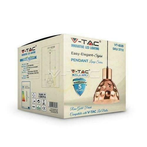 Sprawdź Oprawa Zwieszana V-TAC Różowe Złoto fi220 VT-8220 5 Lat Gwarancji