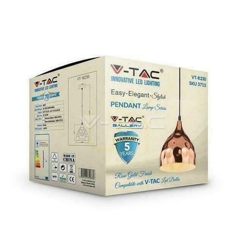 Sprawdź Oprawa Zwieszana V-TAC Różowe Złoto fi230 VT-8230 5 Lat Gwarancji