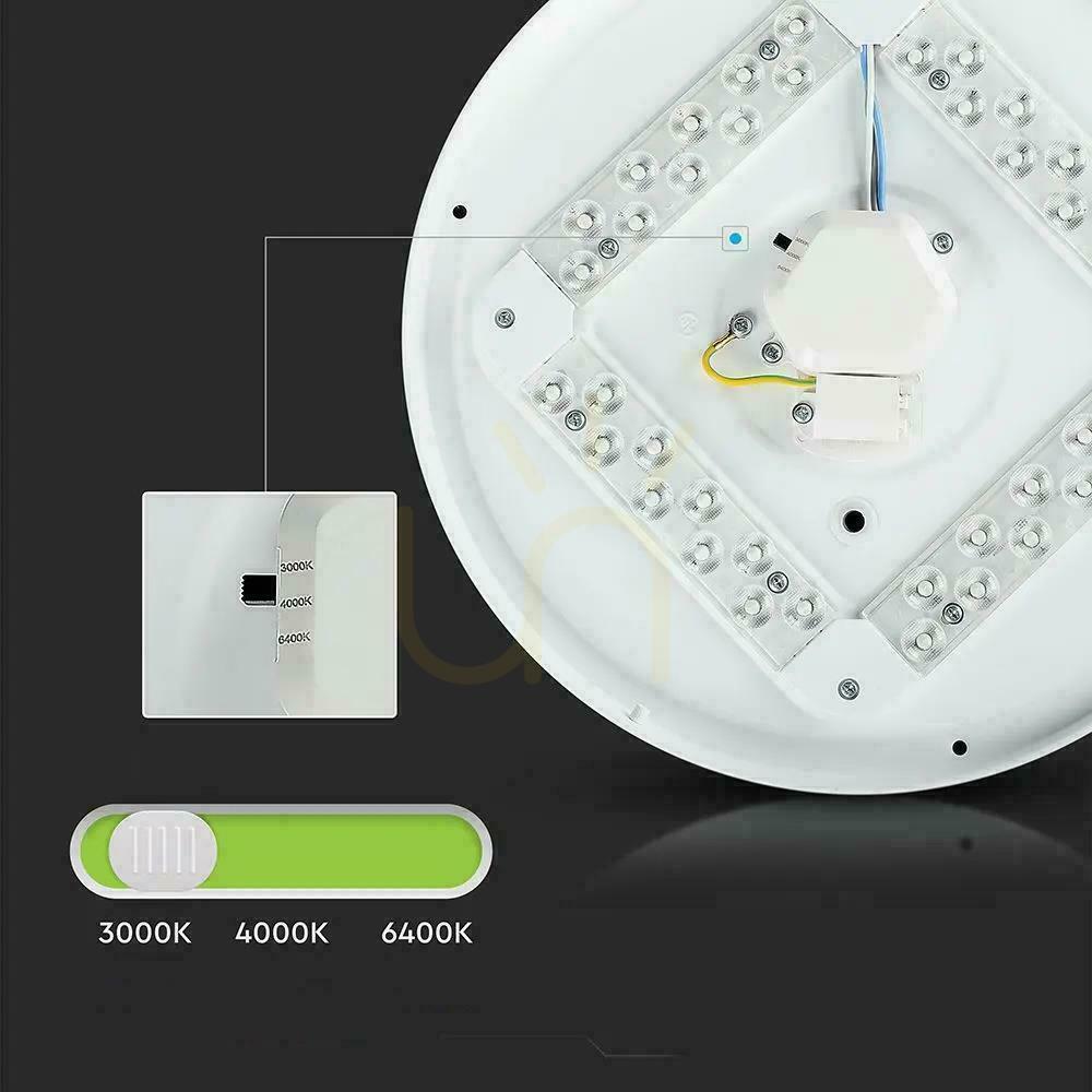 Obejrzyj Plafon V-TAC 36W Mleczny Zmiana Koloru CCT fi.480 VT-8436-M-N 3000K-6400K 3900lm Plafon V-TAC 36W Mleczny Zmiana Koloru CCT fi.480 VT-8436-M-N 3000K-6400K 3900lm