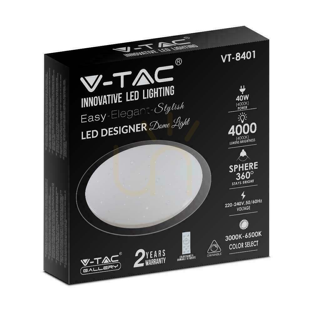 Zobacz Plafon Sufitowy V-TAC 40W LED Pilot CCT fi.400 Gwiazdy VT-8401 3000K-6500K 2800lm Plafon Sufitowy V-TAC 40W LED Pilot CCT fi.400 Gwiazdy VT-8401 3000K-6500K 2800lm