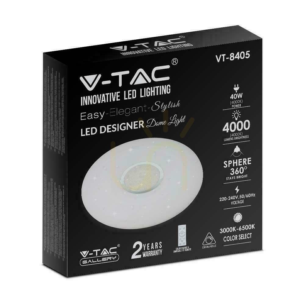 Zobacz Plafon Sufitowy V-TAC 40W LED Pilot CCT fi.350 Gwiazdy VT-8405 3000K-6500K 4000lm Plafon Sufitowy V-TAC 40W LED Pilot CCT fi.350 Gwiazdy VT-8405 3000K-6500K 4000lm