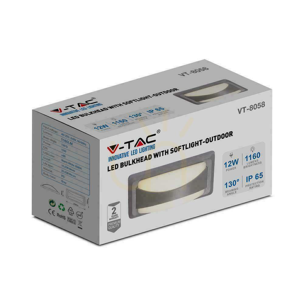 Pokaż Oprawa Ścienna V-TAC 12W LED Szara IP65 VT-8058 4000K 1160lm Oprawa Ścienna V-TAC 12W LED Szara IP65 VT-8058 4000K 1160lm