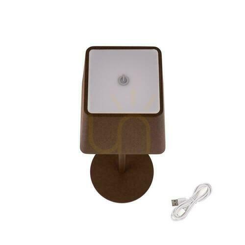 Sprawdź Lampka Biurkowa Nocna V-TAC 2W LED Ładowanie Ściemnianie IP54 Brąz Corten VT-7563 3000K 200lm