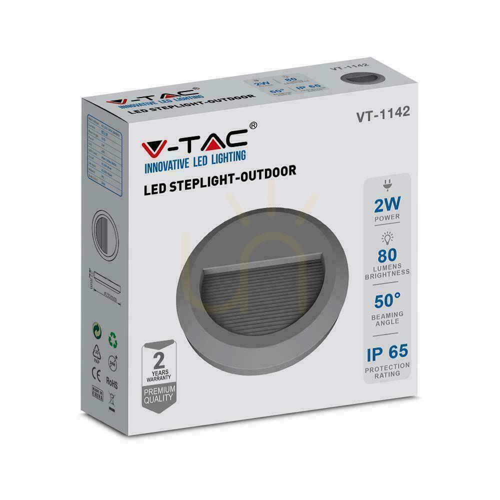 Pokaż Oprawa Schodowa 2W LED V-TAC Szara Okrągła 230V IP65 VT-1142 3000K 80lm Oprawa Schodowa 2W LED V-TAC Szara Okrągła 230V IP65 VT-1142 3000K 80lm