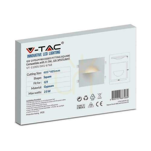 Sprawdź Oprawa Gipsowa V-TAC Kinkiet Ścienny G9 Biały 400x400 VT-11005 3 Lata Gwarancji