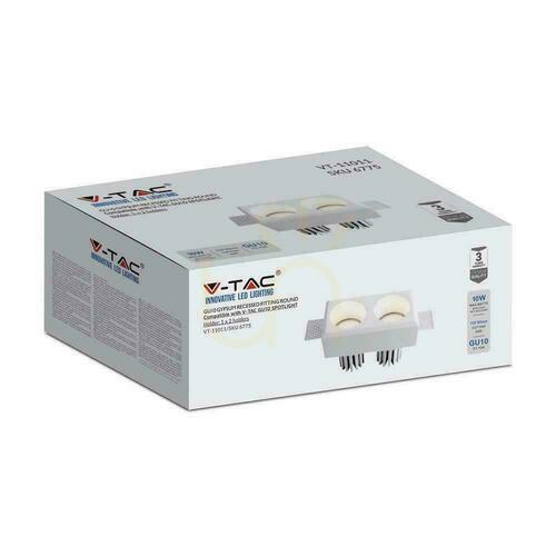 Sprawdź Oprawa Gipsowa V-TAC 2xGU10 Sufitowa Biała 150x80 VT-11011 3 Lata Gwarancji
