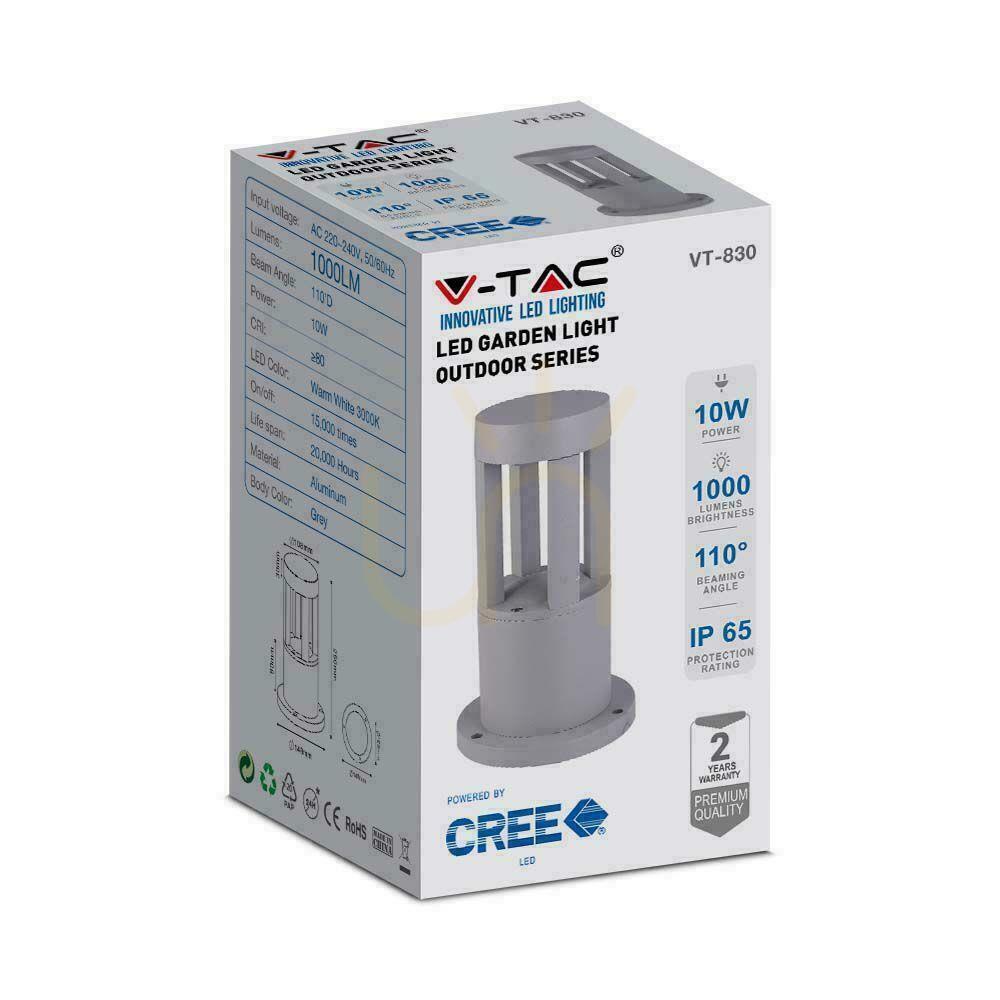 Pokaż Słupek Ogrodowy V-TAC 10W LED IP65 Szary 25cm VT-830-G 3000K 1000lm Słupek Ogrodowy V-TAC 10W LED IP65 Szary 25cm VT-830-G 3000K 1000lm