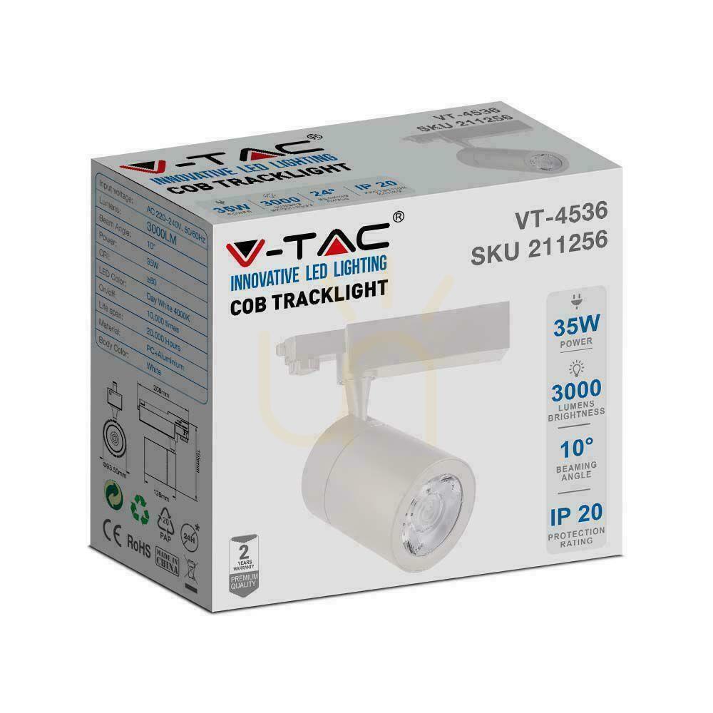 Pokaż Oprawa Szynosystem 3F V-TAC 35W 24st Biała VT-4536 6000K 3000lm Oprawa Szynosystem 3F V-TAC 35W 24st Biała VT-4536 6000K 3000lm