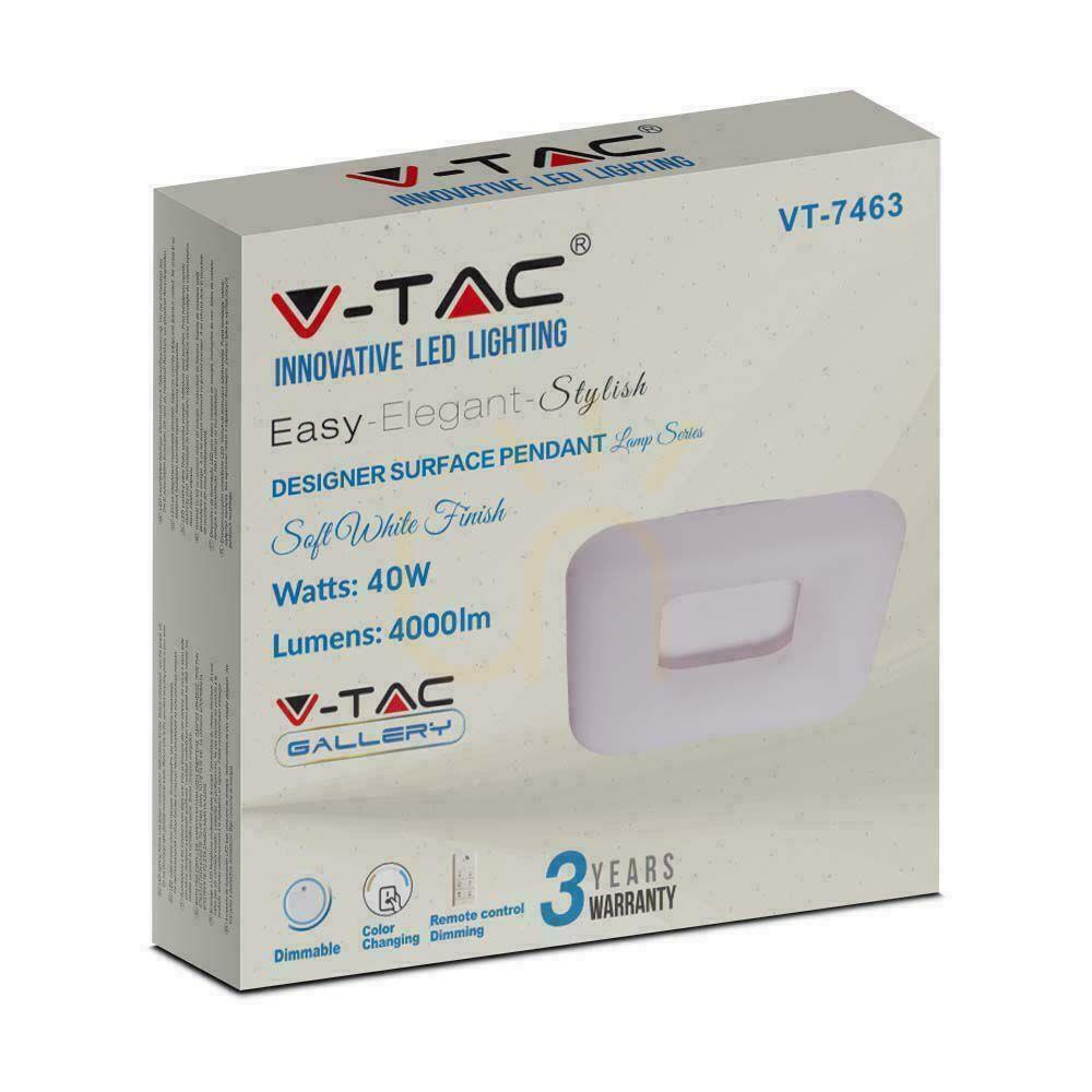 Pokaż Oprawa LED V-TAC 40W Oprawa Sufitowa Kwadrat Zmiana Barwy 46x46cm Ściemnianie Biały VT-7463 2700K-6400K 4000lm 3 Lata Gwarancji Oprawa LED V-TAC 40W Oprawa Sufitowa Kwadrat Zmiana Barwy 46x46cm Ściemnianie Biały VT-7463 2700K-6400K 4000lm 3 Lata Gwarancji
