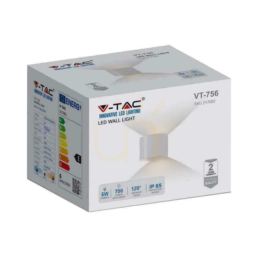 Pokaż Oprawa Ścienna 5W V-TAC Góra Dół Regulowana Biały Okrągły IP65 Bridgelux VT-756-W 3000K 700lm Oprawa Ścienna 5W V-TAC Góra Dół Regulowana Biały Okrągły IP65 Bridgelux VT-756-W 3000K 700lm