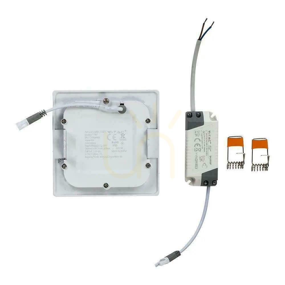 Pokaż Panel LED V-TAC Premium Downlight 6W Kwadrat 120x120 VT-607 6400K 490lm Panel LED V-TAC Premium Downlight 6W Kwadrat 120x120 VT-607 6400K 490lm