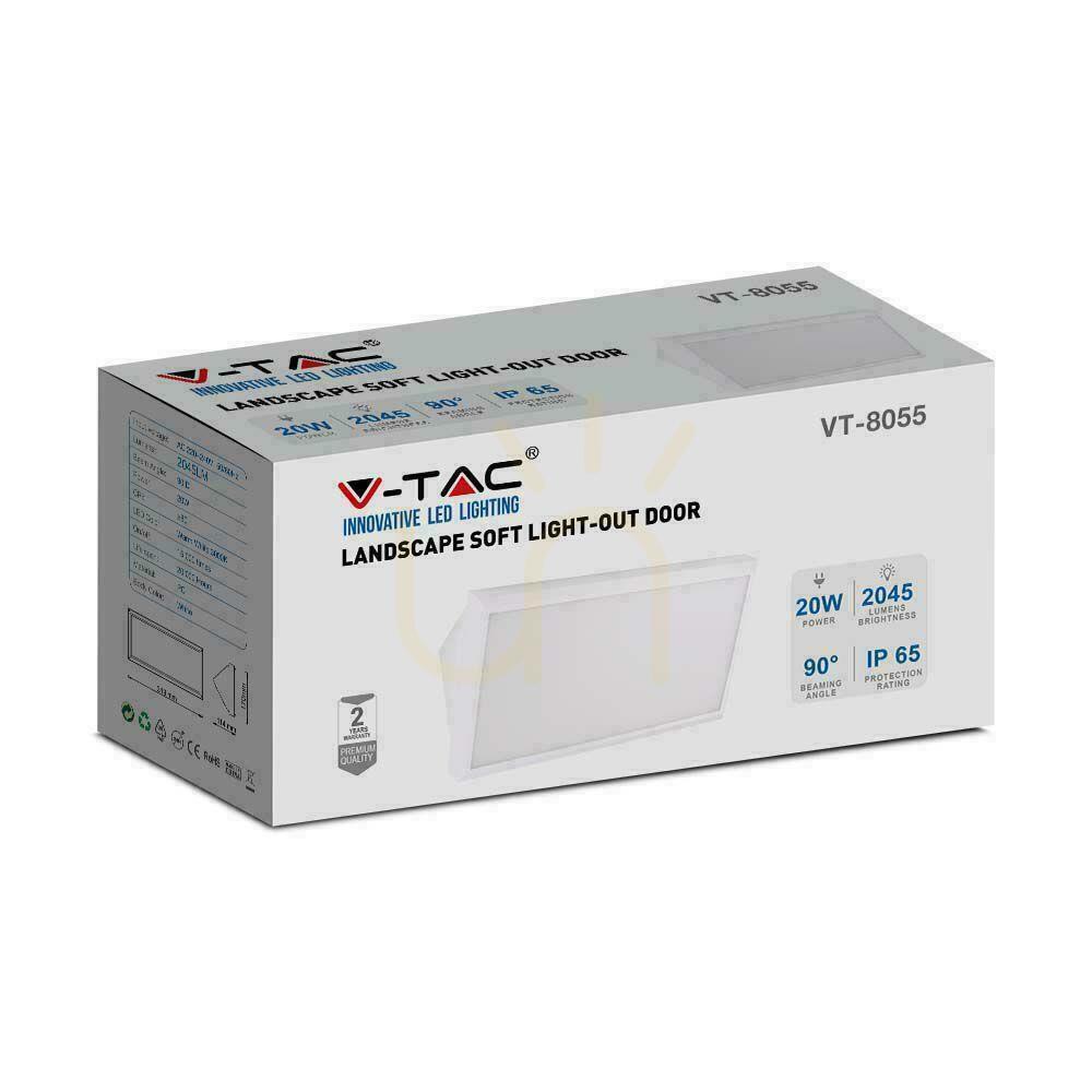 Pokaż Oprawa Ścienna V-TAC 20W LED Ukośna Biała IP65 VT-8055 4000K 2045lm Oprawa Ścienna V-TAC 20W LED Ukośna Biała IP65 VT-8055 4000K 2045lm
