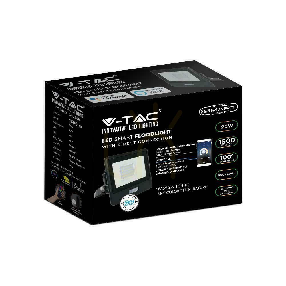 Pokaż Projektor LED WiFi V-TAC 20W Czujnik Ruchu Czarny Z MUFĄ SMART Amazon Alexa Google Home VT-5192S RGB+3000K-6500K 1500lm Projektor LED WiFi V-TAC 20W Czujnik Ruchu Czarny Z MUFĄ SMART Amazon Alexa Google Home VT-5192S RGB+3000K-6500K 1500lm