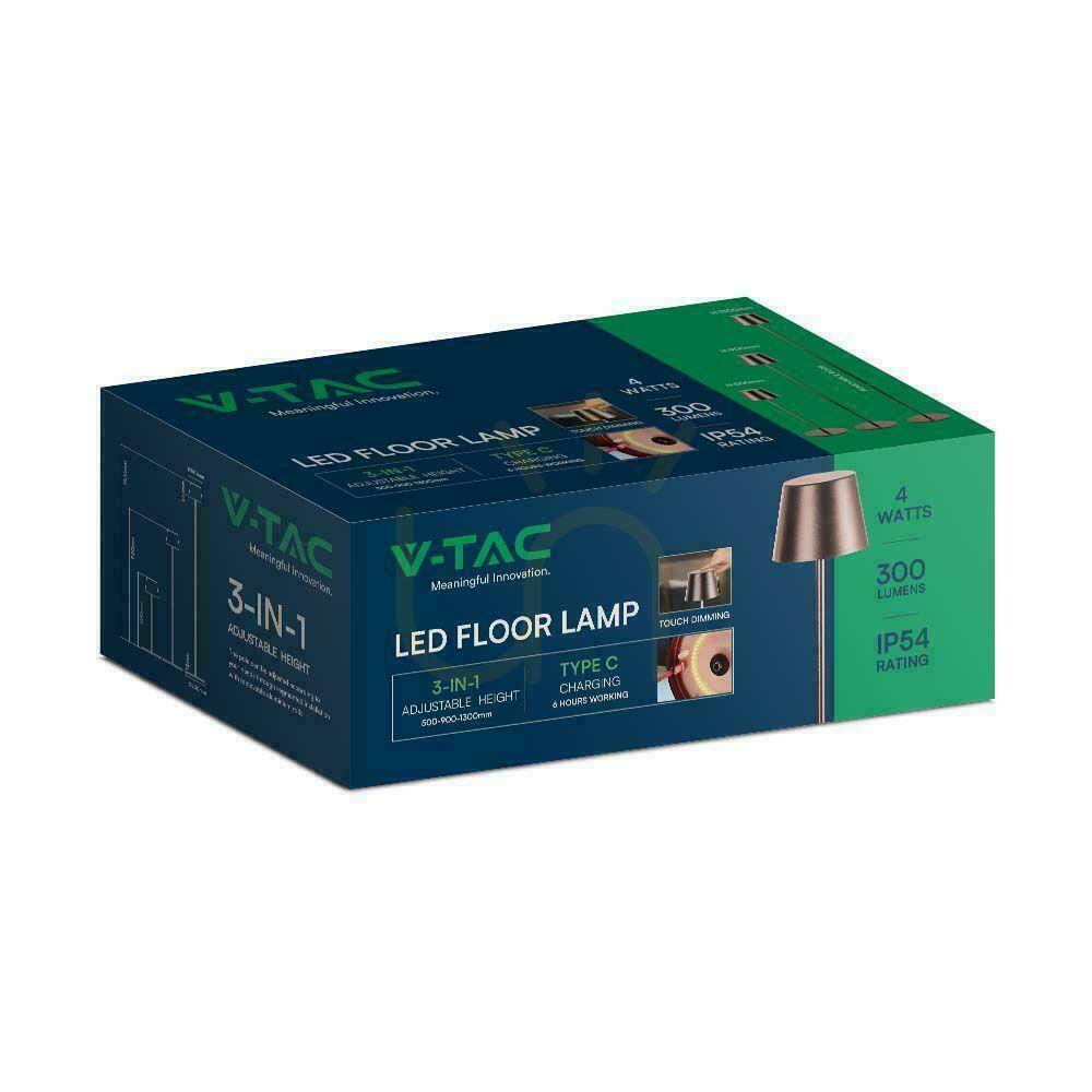 Zobacz Lampa Podłogowa V-TAC 4W LED Brąz Corten IP54 Ładowalna VT-7544-C 3000K 300lm Lampa Podłogowa V-TAC 4W LED Brąz Corten IP54 Ładowalna VT-7544-C 3000K 300lm
