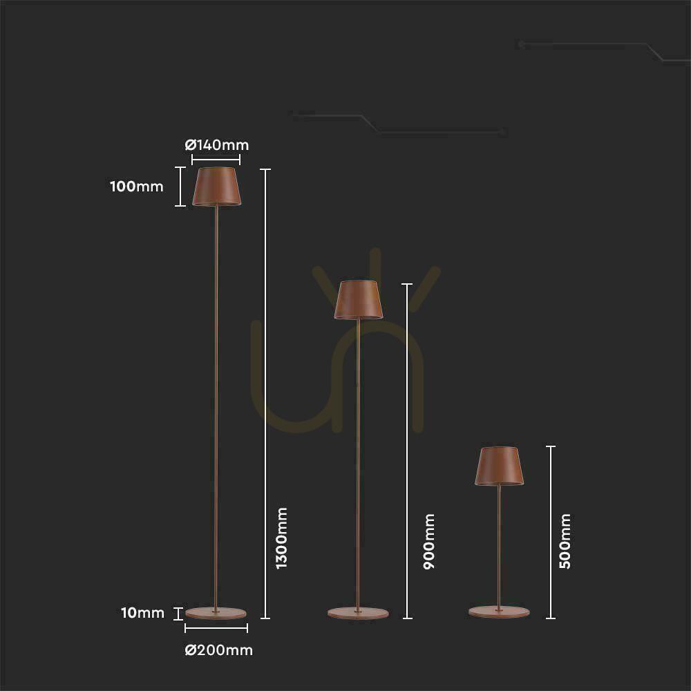 Obejrzyj Lampa Podłogowa V-TAC 4W LED Brąz Corten IP54 Ładowalna VT-7544-C 3000K 300lm Lampa Podłogowa V-TAC 4W LED Brąz Corten IP54 Ładowalna VT-7544-C 3000K 300lm