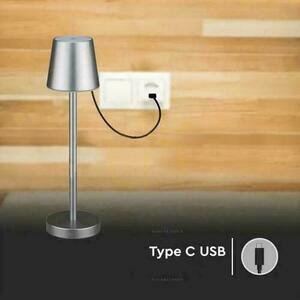 Lampka Biurkowa Nocna V-TAC 3W LED Ładowanie Ściemnianie Szara VT-7703 3000K 70lm small 4