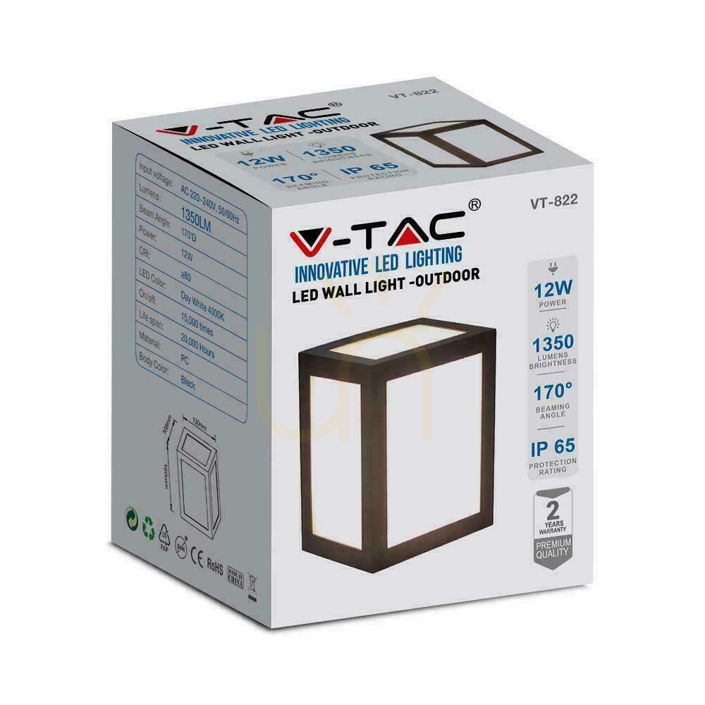 Pokaż Oprawa Ścienna V-TAC 12W LED IP65 Czarna VT-822 3000K 1350lm Oprawa Ścienna V-TAC 12W LED IP65 Czarna VT-822 3000K 1350lm