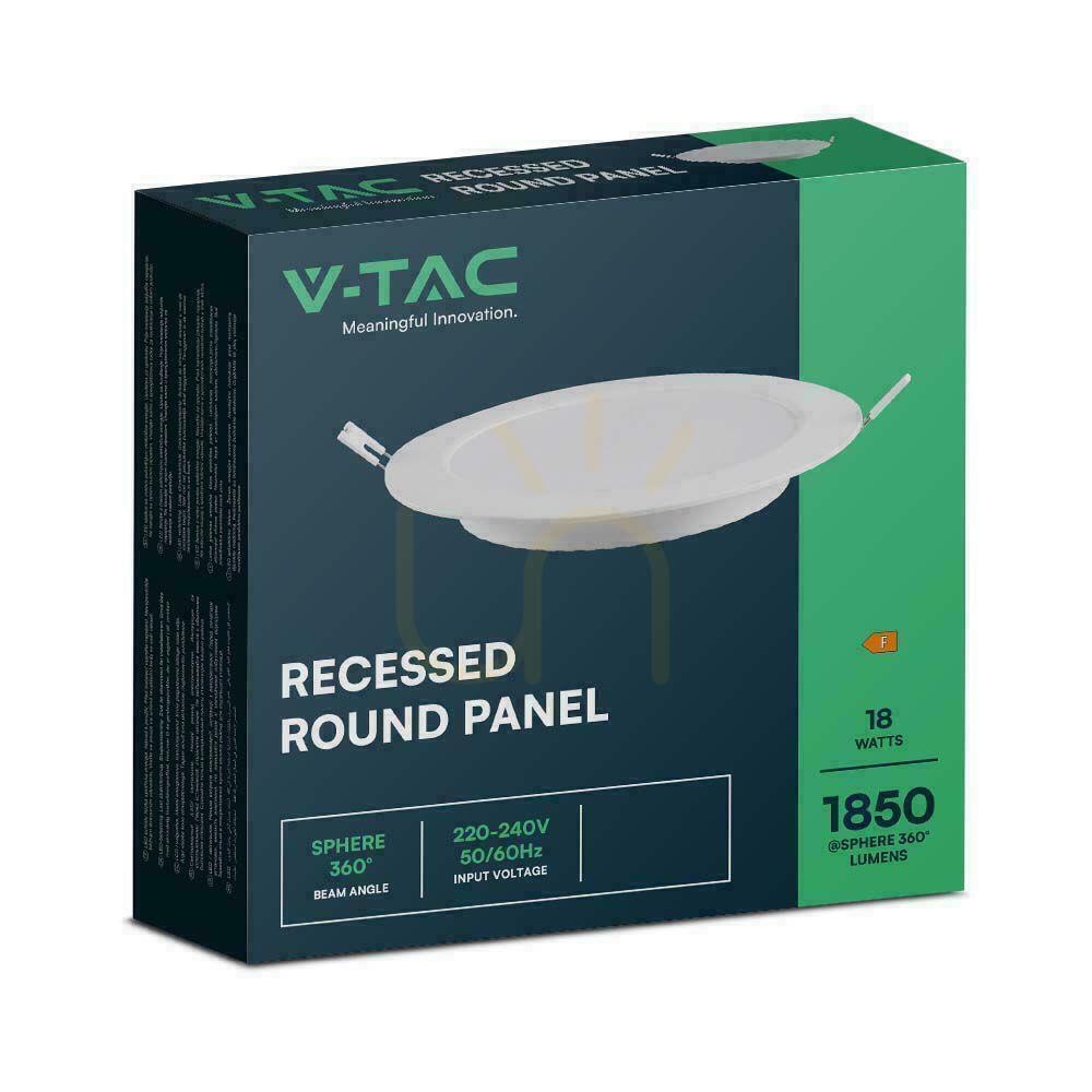 Obejrzyj Panel LED V-TAC Wpuszczany Premium Downlight 18W Okrągły fi220 VT-61018 3000K 1850lm Panel LED V-TAC Wpuszczany Premium Downlight 18W Okrągły fi220 VT-61018 3000K 1850lm