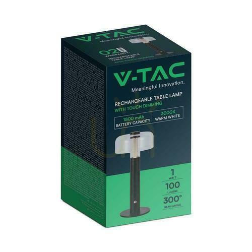 Sprawdź Lampka Biurkowa Nocna V-TAC 1W LED 30cm Ładowanie USB Ściemnianie Czarna VT-1049 3000K 100lm