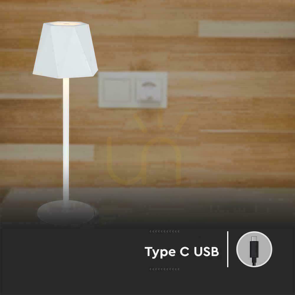 Wyświetl Lampka Biurkowa Nocna V-TAC 4W LED 37cm Ładowanie USB Ściemnianie Biała VT-1034 3000K-6000k 150lm Lampka Biurkowa Nocna V-TAC 4W LED 37cm Ładowanie USB Ściemnianie Biała VT-1034 3000K-6000k 150lm