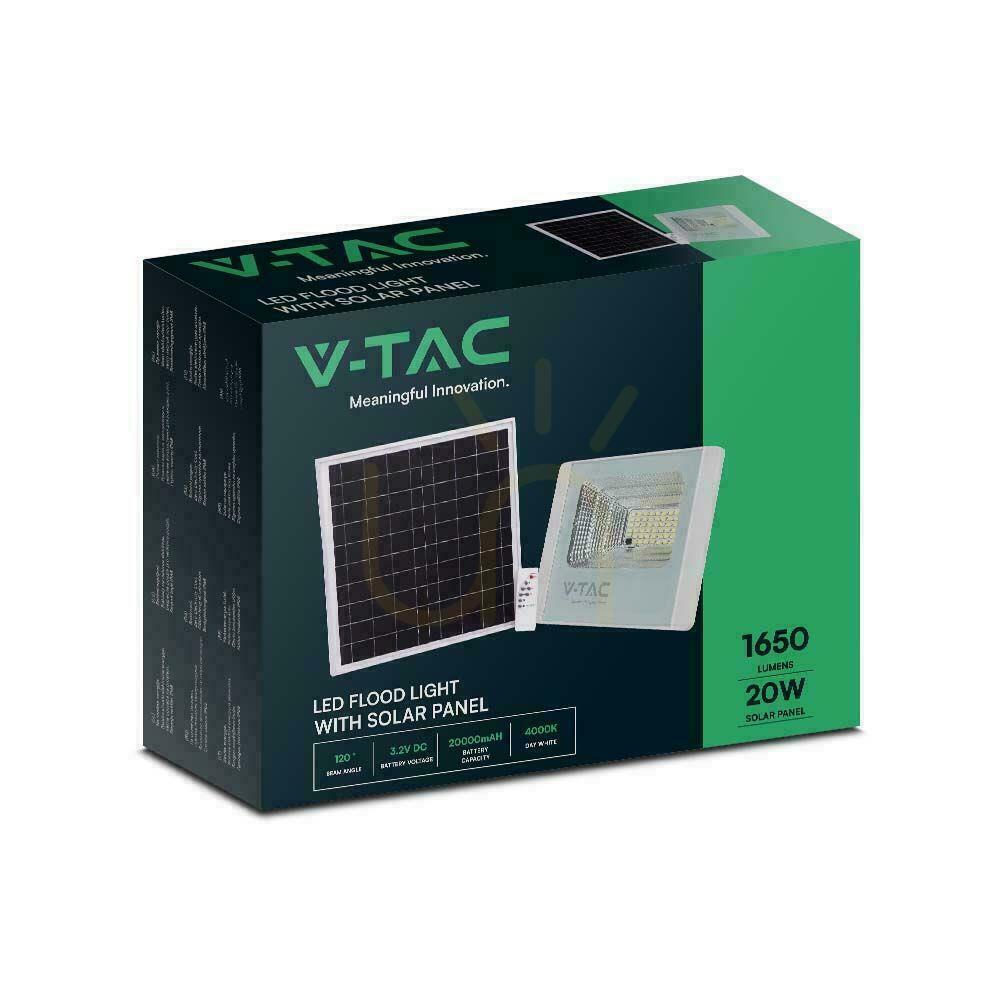 Wyświetl Projektor LED Solarny V-TAC 20W Biały IP65, Pilot, Timer VT-60W 6400K 1650lm Projektor LED Solarny V-TAC 20W Biały IP65, Pilot, Timer VT-60W 6400K 1650lm