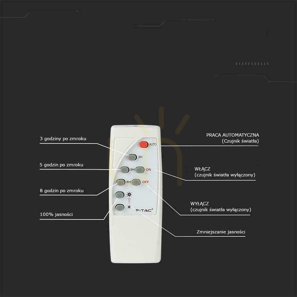 Zobacz Projektor LED Solarny V-TAC 35W Biały IP65, Pilot, Timer VT-100W 4000K 2450lm Projektor LED Solarny V-TAC 35W Biały IP65, Pilot, Timer VT-100W 4000K 2450lm