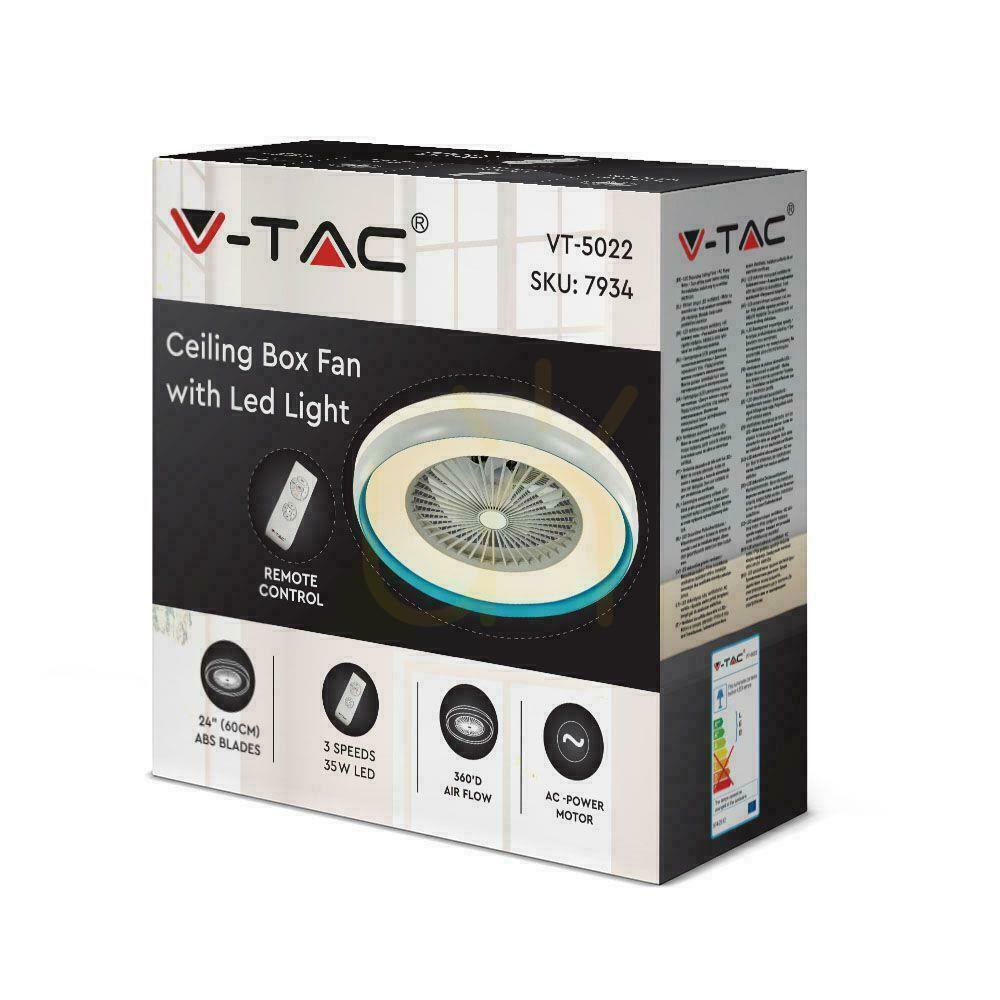 Zobacz Wentylator Sufitowy V-TAC 45W LED Pilot RF CCT Niebieski VT-5022 3000lm Wentylator Sufitowy V-TAC 45W LED Pilot RF CCT Niebieski VT-5022 3000lm