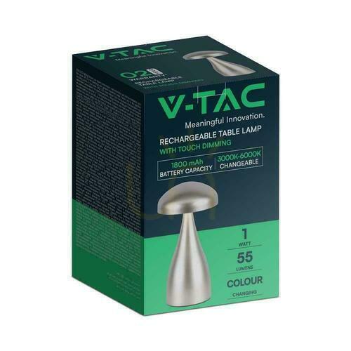 Sprawdź Lampka Biurkowa Nocna V-TAC 1W LED 22cm Ładowanie USB Ściemnianie Złota VT-1041 3000K-6000K 55lm