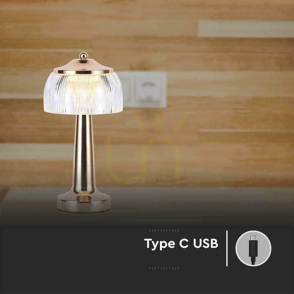 Obejrzyj Lampka Biurkowa Nocna V-TAC 1W LED 26cm Ładowanie USB Ściemnianie Złota VT-1048 3000K-6000K 55lm Lampka Biurkowa Nocna V-TAC 1W LED 26cm Ładowanie USB Ściemnianie Złota VT-1048 3000K-6000K 55lm