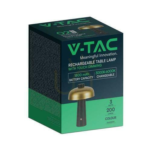 Sprawdź Lampka Biurkowa Nocna V-TAC 3W LED 24cm Ładowanie USB Ściemnianie Złota VT-1050 3000K-6000K 200lm