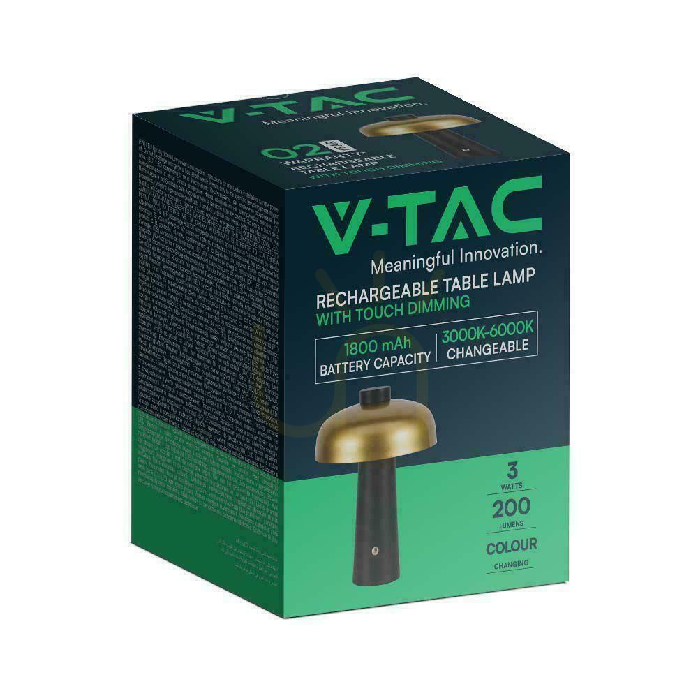 Zobacz Lampka Biurkowa Nocna V-TAC 3W LED 24cm Ładowanie USB Ściemnianie Złota VT-1050 3000K-6000K 200lm Lampka Biurkowa Nocna V-TAC 3W LED 24cm Ładowanie USB Ściemnianie Złota VT-1050 3000K-6000K 200lm