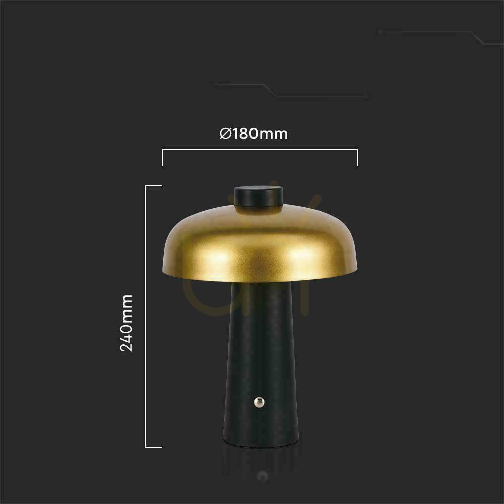Obejrzyj Lampka Biurkowa Nocna V-TAC 3W LED 24cm Ładowanie USB Ściemnianie Złota VT-1050 3000K-6000K 200lm Lampka Biurkowa Nocna V-TAC 3W LED 24cm Ładowanie USB Ściemnianie Złota VT-1050 3000K-6000K 200lm