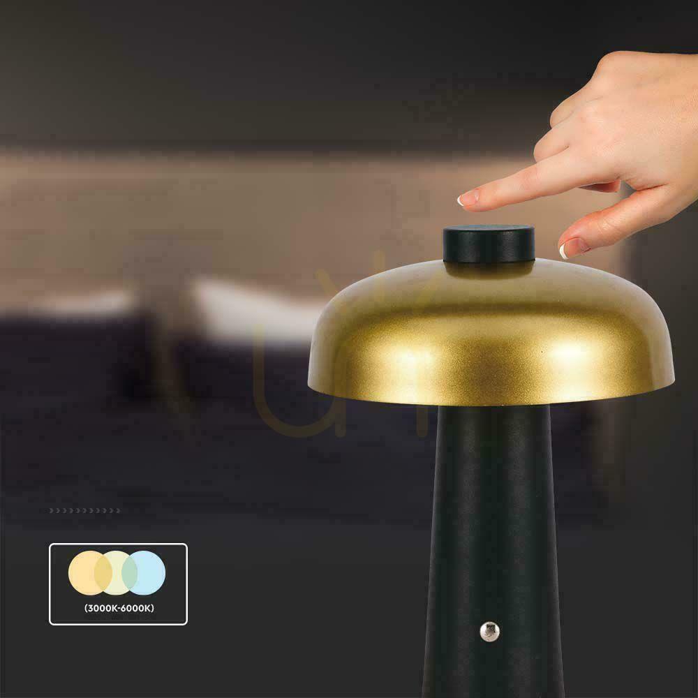Wyświetl Lampka Biurkowa Nocna V-TAC 3W LED 24cm Ładowanie USB Ściemnianie Złota VT-1050 3000K-6000K 200lm Lampka Biurkowa Nocna V-TAC 3W LED 24cm Ładowanie USB Ściemnianie Złota VT-1050 3000K-6000K 200lm