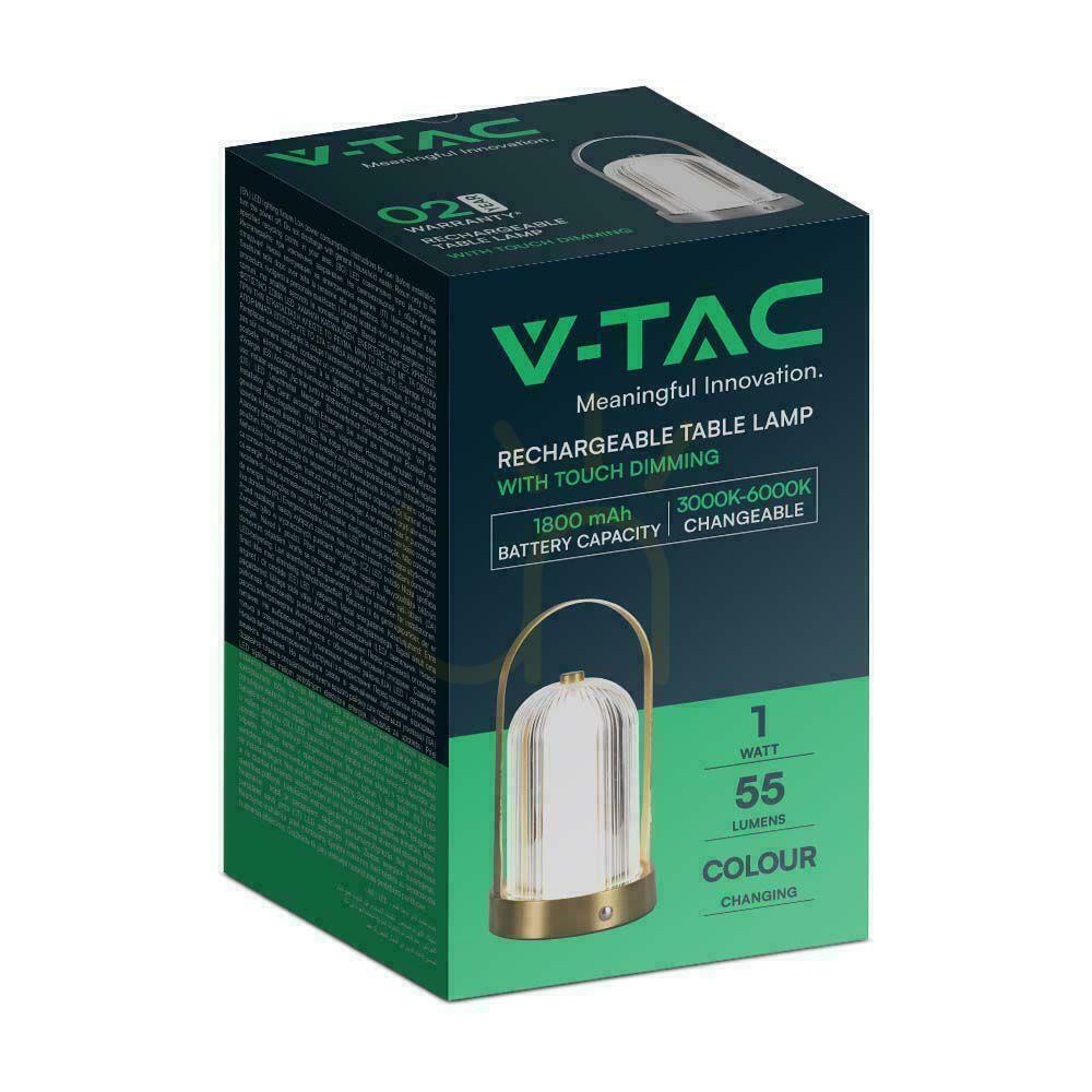 Wyświetl Lampka Biurkowa Nocna V-TAC 1W LED 22cm Ładowanie USB Ściemnianie Złota VT-1057 3000K-6000K 55lm Lampka Biurkowa Nocna V-TAC 1W LED 22cm Ładowanie USB Ściemnianie Złota VT-1057 3000K-6000K 55lm
