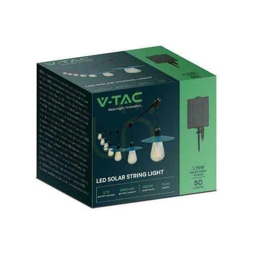Sprawdź Girlanda Ogrodowa Solarna LED V-TAC 15mb Filament 15xST64 VT-715S 3000K 50lm