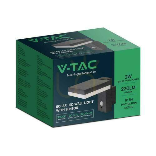 Sprawdź Kinkiet Ogrodowy Ścienny Solarny V-TAC 5.5W LED Czujnik Ruchu Kwadrat IP54 VT-1147 3000K 220lm 3 Lata Gwarancji