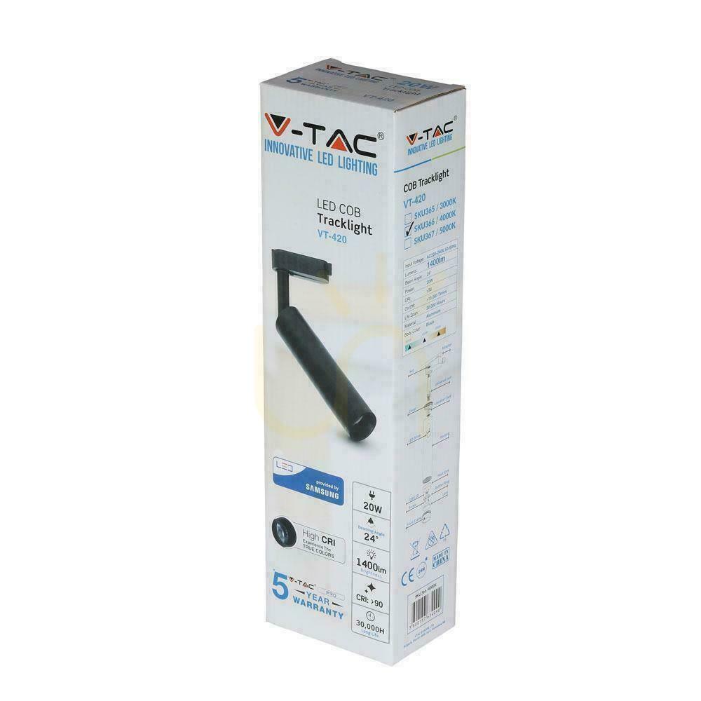 Pokaż Oprawa 20W LED V-TAC Szynosystem 3F SAMSUNG CHIP CRI90+ Czarna VT-420-B 5000K 1600lm 5 Lat Gwarancji Oprawa 20W LED V-TAC Szynosystem 3F SAMSUNG CHIP CRI90+ Czarna VT-420-B 5000K 1600lm 5 Lat Gwarancji