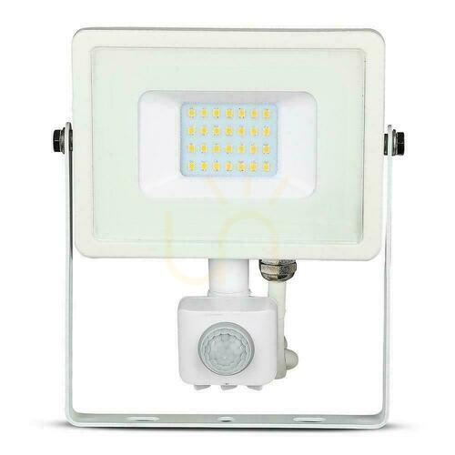 Sprawdź Projektor LED V-TAC 20W SAMSUNG CHIP Czujnik Ruchu Funkcja Cut-OFF Biały VT-20-S-B 3000K 1600lm 5 Lat Gwarancji