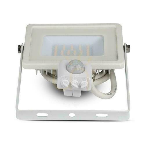 Sprawdź Projektor LED V-TAC 30W SAMSUNG CHIP Czujnik Ruchu Funkcja Cut-OFF Biały VT-30-S-W 6400K 2400lm 5 Lat Gwarancji