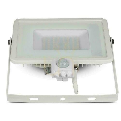Sprawdź Projektor LED V-TAC 50W SAMSUNG CHIP Czujnik Ruchu Funkcja Cut-OFF Biały VT-50-S-W 3000K 4000lm 5 Lat Gwarancji