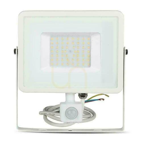 Sprawdź Projektor LED V-TAC 50W SAMSUNG CHIP Czujnik Ruchu Funkcja Cut-OFF Biały VT-50-S-W 3000K 4000lm 5 Lat Gwarancji