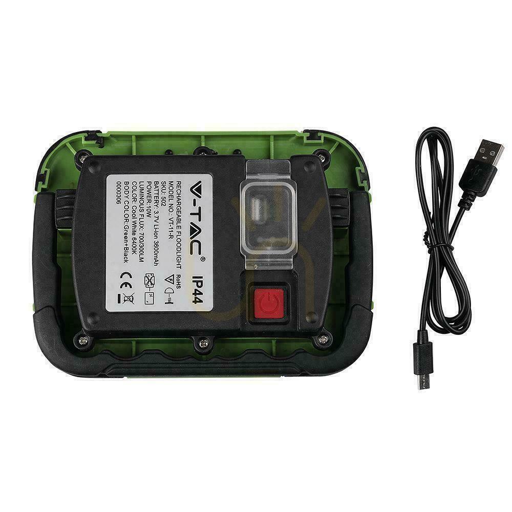 Wyświetl Projektor LED V-TAC 10W Ładowalny USB SAMSUNG CHIP 3,7V Li-Ion IP44 VT-10-R 6400K 700lm Projektor LED V-TAC 10W Ładowalny USB SAMSUNG CHIP 3,7V Li-Ion IP44 VT-10-R 6400K 700lm