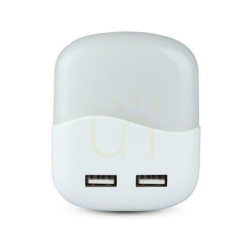 Sprawdź Lampka Nocna do Gniazdka LED z USB V-TAC SAMSUNG CHIP Kwadrat VT-84-SQ 4000K 10lm