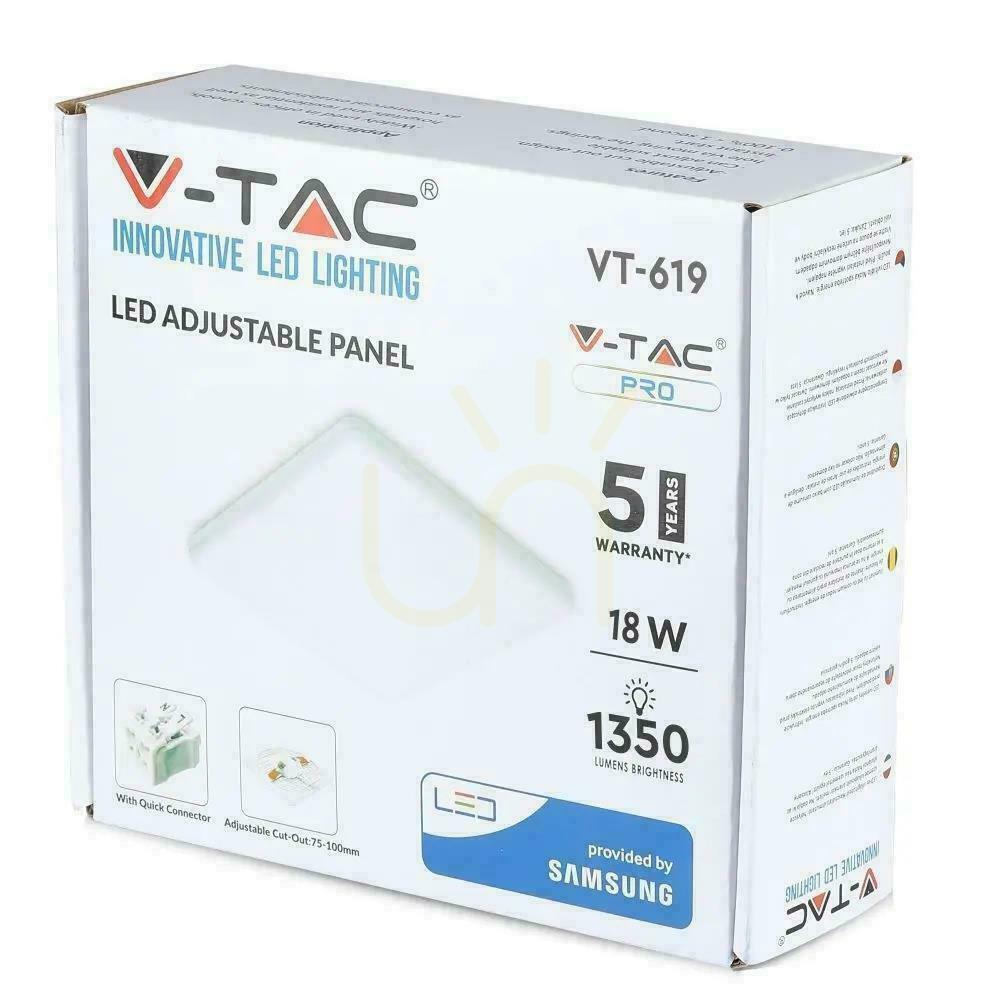 Wyświetl Panel V-TAC 18W LED Regulowany SAMSUNG CHIP Kwadrat 170x32mm VT-619SQ 3000K 1350lm 5 Lat Gwarancji Panel V-TAC 18W LED Regulowany SAMSUNG CHIP Kwadrat 170x32mm VT-619SQ 3000K 1350lm 5 Lat Gwarancji