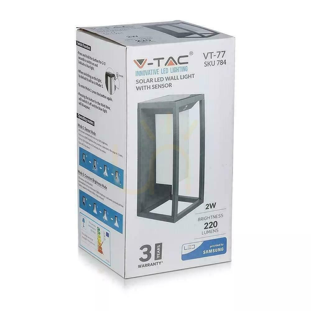 Pokaż Kinkiet Ogrodowy Ścienny Solarny V-TAC 2W LED SAMSUNG CHIP Szary 2-funkcje IP65 VT-77 3000K 220lm 3 Lata Gwarancji Kinkiet Ogrodowy Ścienny Solarny V-TAC 2W LED SAMSUNG CHIP Szary 2-funkcje IP65 VT-77 3000K 220lm 3 Lata Gwarancji