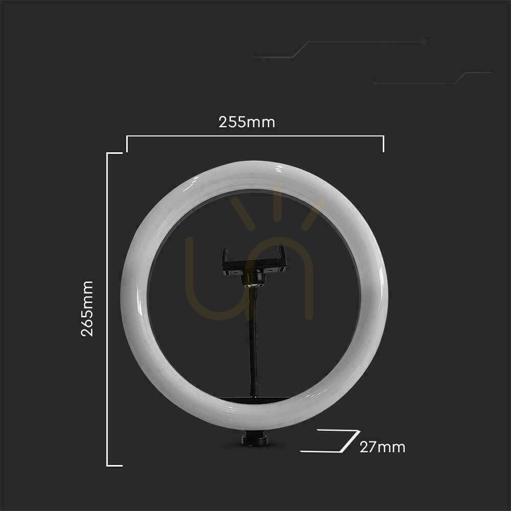 Pokaż Lampa pierścieniowa LED Ring V-TAC 10W fi255mm Statyw Pilot VT-45010 3200K-5500K 550lm Lampa pierścieniowa LED Ring V-TAC 10W fi255mm Statyw Pilot VT-45010 3200K-5500K 550lm
