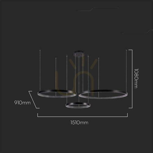 Sprawdź Lampa wisząca LED 57W 6840lm 4000K czarna 5 pierścieni 151 cm VT-7824 V-TAC
